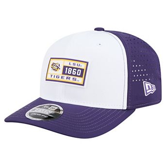Men's New Era White/Purple LSU Tigers Perforated Patched 9SEVENTY Adjustable Hat