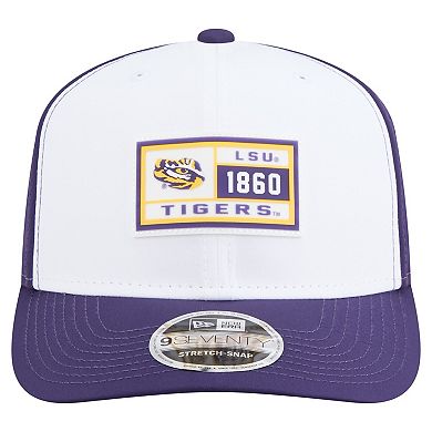 Men's New Era White/Purple LSU Tigers Perforated Patched 9SEVENTY Adjustable Hat