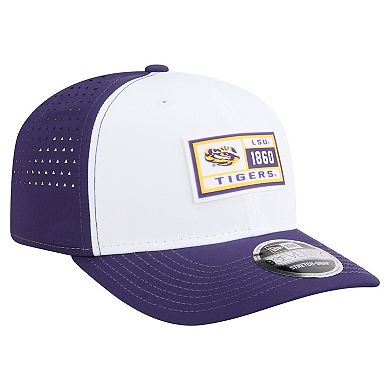 Men's New Era White/Purple LSU Tigers Perforated Patched 9SEVENTY Adjustable Hat