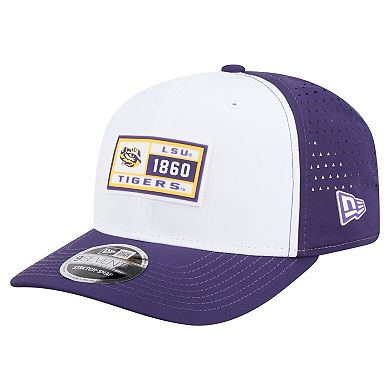 Men's New Era White/Purple LSU Tigers Perforated Patched 9SEVENTY Adjustable Hat