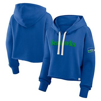 Women's Fanatics Royal Seattle Seahawks Oversized Hometown Heritage Cropped Hoodie