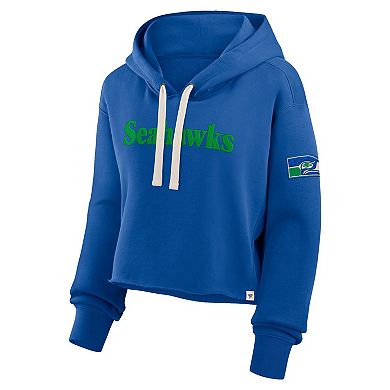 Women's Fanatics Royal Seattle Seahawks Oversized Hometown Heritage Cropped Hoodie