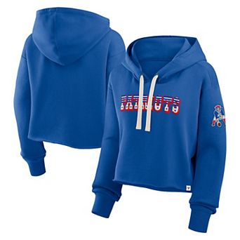 Women's Fanatics Royal New England Patriots Oversized Hometown Heritage Cropped Hoodie
