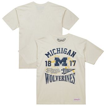 Men's Mitchell & Ness Cream Michigan Wolverines Heritage Scholar T-Shirt
