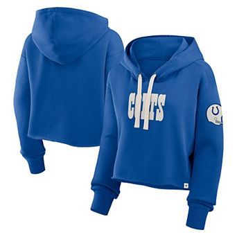 Women's Fanatics Royal Indianapolis Colts Oversized Hometown Heritage Cropped Hoodie