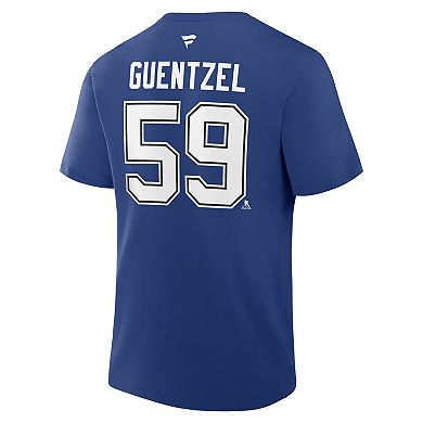 Men's Fanatics Jake Guentzel Blue Tampa Bay Lightning Authentic Stack Name and Number T-Shirt