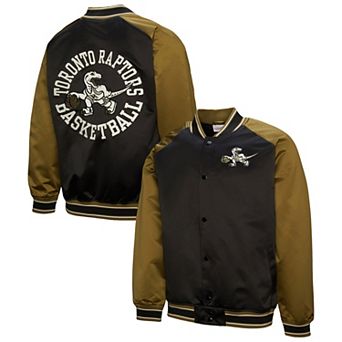 Men's Mitchell & Ness Olive/Black Toronto Raptors Clutch Satin Raglan Full-Snap Jacket