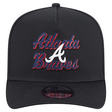 Men's New Era Black Atlanta Braves Chainstitch 9FIFTY A-Frame Snapback Hat