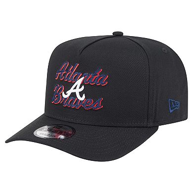 Men's New Era Black Atlanta Braves Chainstitch 9FIFTY A-Frame Snapback Hat