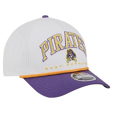 Men's New Era White/Purple ECU Pirates Arch Two-Tone Rope 9FORTY A-Frame M-Crown Adjustable Hat