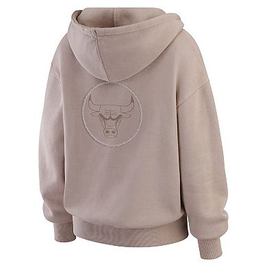 Women's WEAR by Erin Andrews Tan Chicago Bulls Washed Pullover Crewdie
