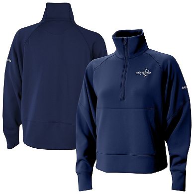 Women's Columbia Navy Washington Capitals Wickhams Hills Raglan Omni-Wick Half-Zip Pullover