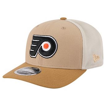 Men's New Era Tan/Light Brown Philadelphia Flyers Two-Tone Trucker 9SEVENTY Stretch Snap Adjustable Hat