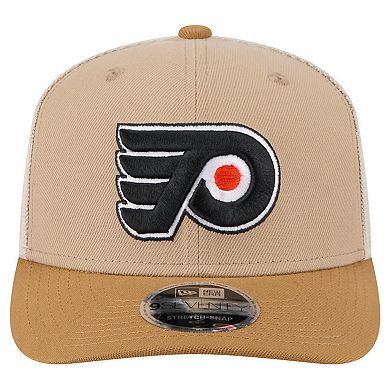 Men's New Era Tan/Light Brown Philadelphia Flyers Two-Tone Trucker 9SEVENTY Stretch Snap Adjustable Hat