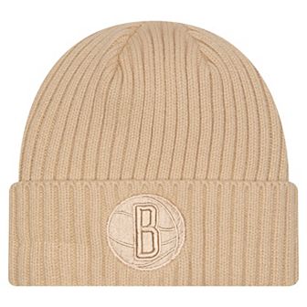 Men's New Era Tan Brooklyn Nets Color Pack Cuffed Knit Hat