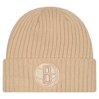 Men's New Era Tan Brooklyn Nets Color Pack Cuffed Knit Hat