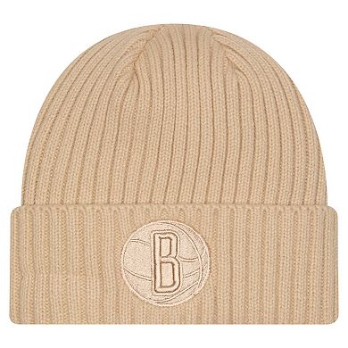 Men's New Era Tan Brooklyn Nets Color Pack Cuffed Knit Hat
