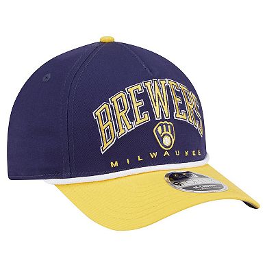 Men's New Era Navy/Gold Milwaukee Brewers Arch 9FORTY A-Frame M-Crown Adjustable Hat