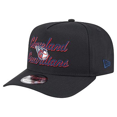 Men's New Era Black Cleveland Guardians Chainstitch 9FIFTY A-Frame Snapback Hat