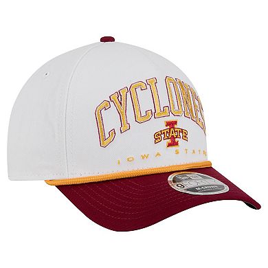 Men's New Era White/Cardinal Iowa State Cyclones Arch Two-Tone Rope 9FORTY A-Frame M-Crown Adjustable Hat