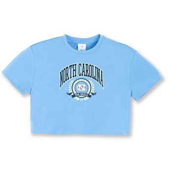Girls Youth ZooZatz Light Blue North Carolina Tar Heels Laurels Tri-Blend Cropped T-shirt
