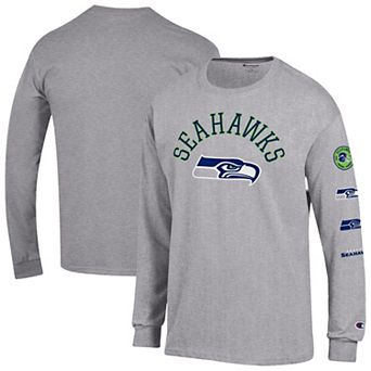 Men's Champion Heather Gray Seattle Seahawks Seal Long Sleeve T-Shirt