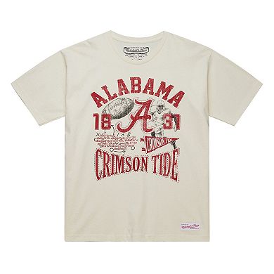 Men's Mitchell & Ness Cream Alabama Crimson Tide Heritage Scholar T-Shirt