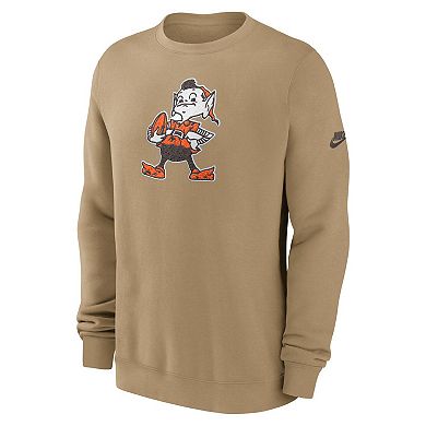 Men's Nike Brown Cleveland Browns Swing Pass Rewind Club Pullover Sweatshirt
