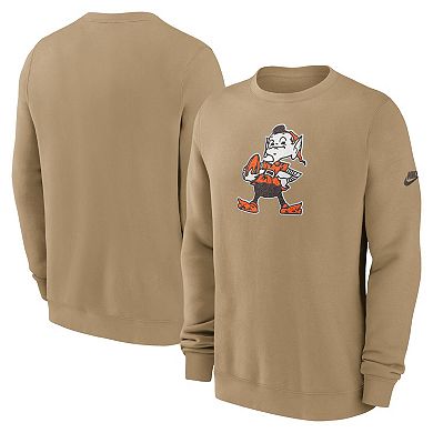 Men's Nike Brown Cleveland Browns Swing Pass Rewind Club Pullover Sweatshirt