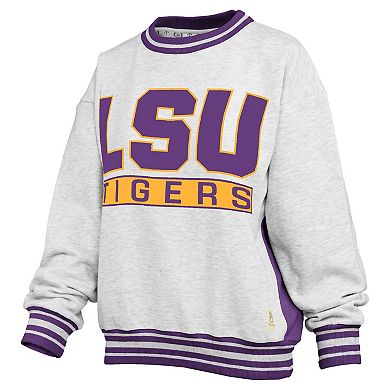 Women's Pressbox Heather Gray/Purple LSU Tigers Endzone Crewneck Sweatshirt