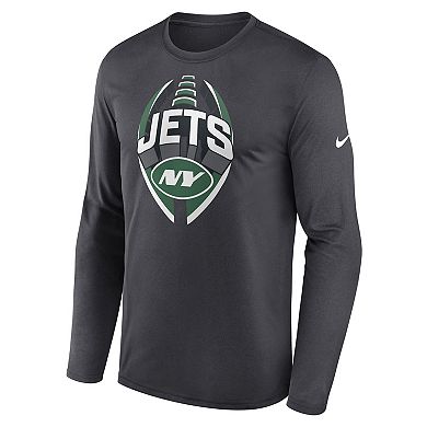 Men's Nike Anthracite New York Jets Primetime Legend Icon Performance Long Sleeve T-Shirt