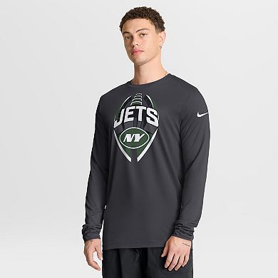 Men's Nike Anthracite New York Jets Primetime Legend Icon Performance Long Sleeve T-Shirt