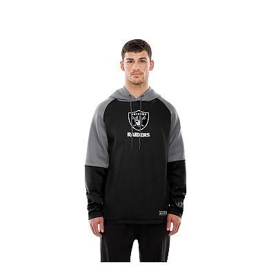 Men's New Era Black Las Vegas Raiders Combine Authentic Color Block Raglan Pullover Hoodie