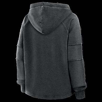 Women's Fanatics Black Pittsburgh Steelers Oversized Raglan Gridiron Hoodie