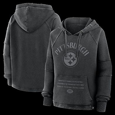 Women's Fanatics Black Pittsburgh Steelers Oversized Raglan Gridiron Hoodie