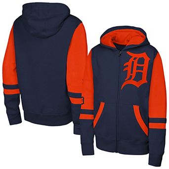 Men's Outerstuff Navy Detroit Tigers Stadium Colorblock Full-Zip Hoodie