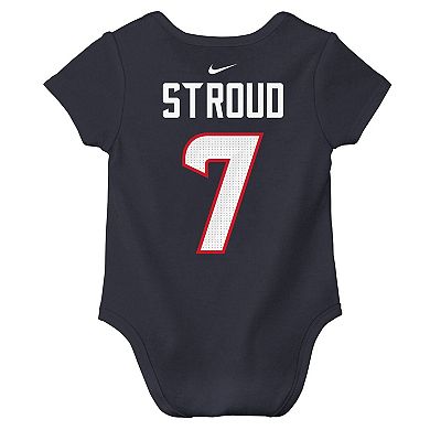Newborn & Infant Nike C.J. Stroud Navy Houston Texans Player Name & Number Bodysuit