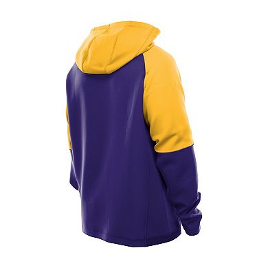 Men's New Era Purple Minnesota Vikings Combine Authentic Color Block Raglan Pullover Hoodie