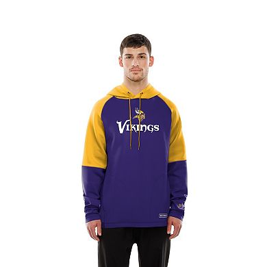 Men's New Era Purple Minnesota Vikings Combine Authentic Color Block Raglan Pullover Hoodie