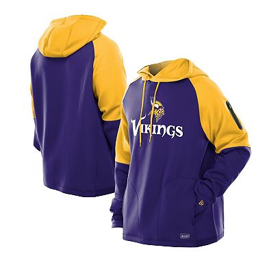 Men's New Era Purple Minnesota Vikings Combine Authentic Color Block Raglan Pullover Hoodie