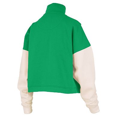 Women's Pressbox Green Oregon Ducks Ferrara Color Block Quarter-Zip Sweatshirt