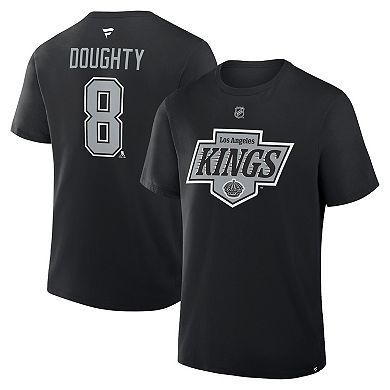 Men's Fanatics Drew Doughty Black Los Angeles Kings Authentic Stack Name & Number T-Shirt