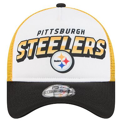 Youth New Era White/Black Pittsburgh Steelers Streak 9FORTY A-Frame Adjustable Hat