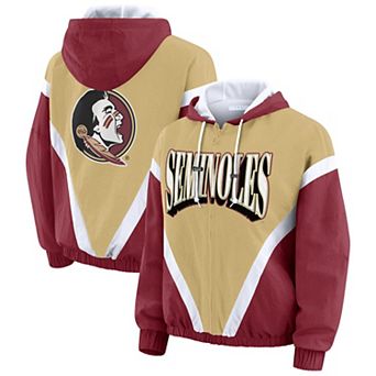 Women's WEAR by Erin Andrews Gold/Garnet Florida State Seminoles Colorblock Full-Zip Hoodie Windbreaker Jacket
