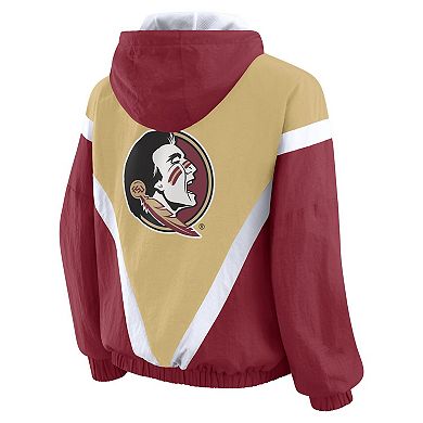 Women's WEAR by Erin Andrews Gold/Garnet Florida State Seminoles Colorblock Full-Zip Hoodie Windbreaker Jacket