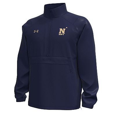 Men's Under Armour Navy Navy Midshipmen Unstoppable Woven Anorak Storm Tech Half-Zip Jacket