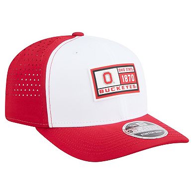 Men's New Era White/Scarlet Ohio State Buckeyes Perforated Patched 9SEVENTY Adjustable Hat