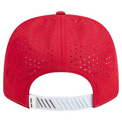 Men's New Era White/Scarlet Ohio State Buckeyes Perforated Patched 9SEVENTY Adjustable Hat