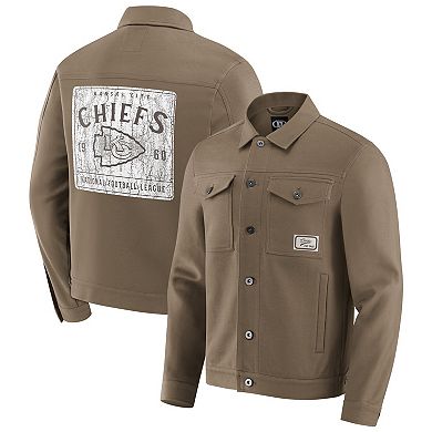 Men's Darius Rucker Collection by Fanatics Tan Kansas City Chiefs Trucker Full-Button Jacket