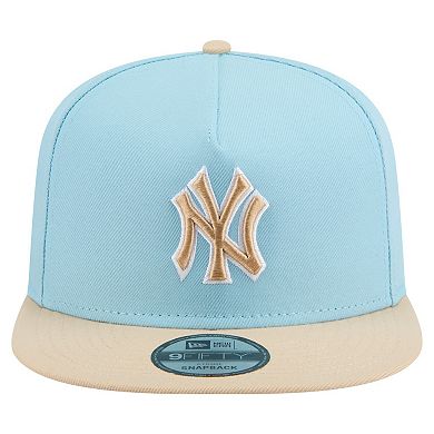 Men's New Era Light Blue/Light Beige New York Yankees Color Pack A-Frame 9FIFTY Snapback Hat